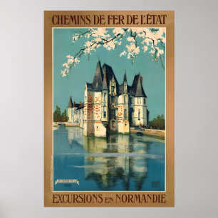 Affiche Château d'Ô Orne Normandie France Voyage Vintage