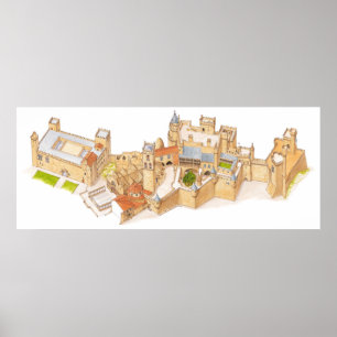Affiche Château d'Olite. Navarra Espagne