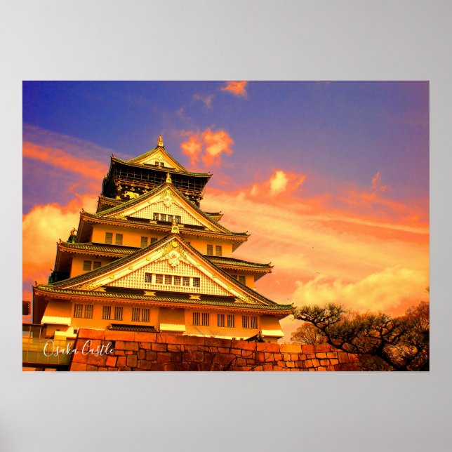 Affiche Château d'Osaka (Coucher de soleil ver.) (Devant)