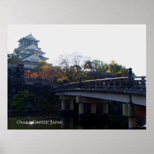 Affiche Château d'Osaka de Bridge Japon Destination Voyage