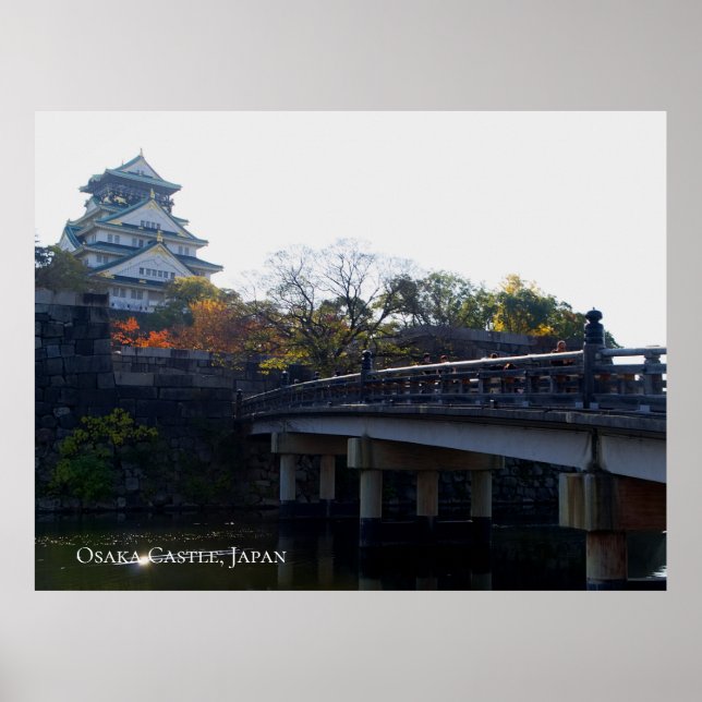 Affiche Château d'Osaka de Bridge Japon Destination Voyage (Devant)
