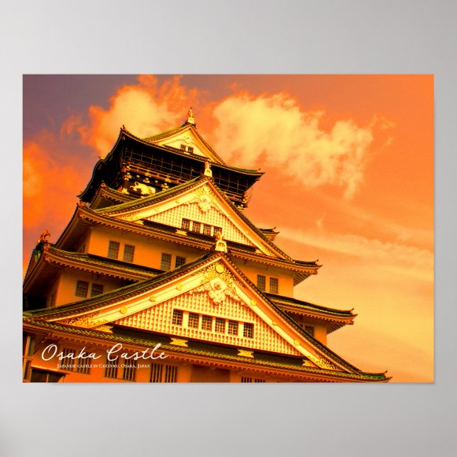 Affiche Château d'Osaka (version coucher de soleil) (Devant)