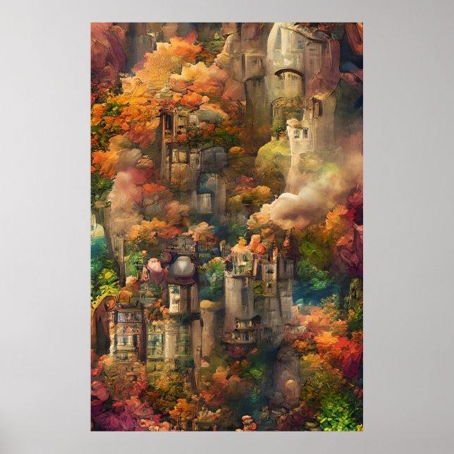 Affiche Château En Forêt, Imaginaire Jungle, Automne (Devant)