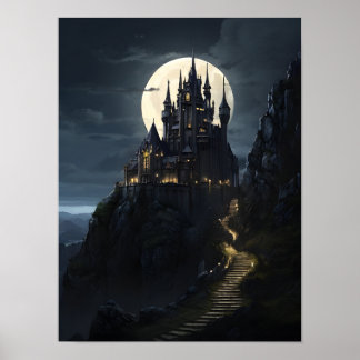 Affiche Château enchanté à minuit