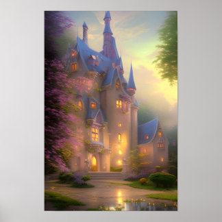 Affiche Château Enchanted Forest Imaginaire Art