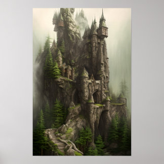 Affiche Château Enchanted Forest Imaginaire Art