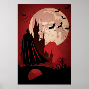 Affiche Château gothique sous une Pleine lune par Bram Sto