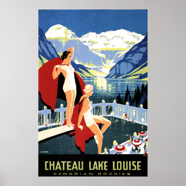 Affiche CHATEAU LAKE LOUISE Femmes Rocheuses canadiennes V (Devant)