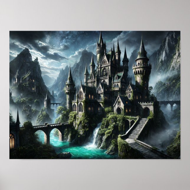 Affiche Château Majestic dans un paysage mystique (Devant)