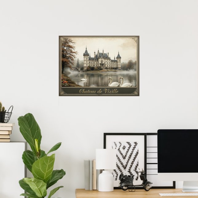 Affiche Château Rustique de Vizille Château Vintage (Bureau à domicile)