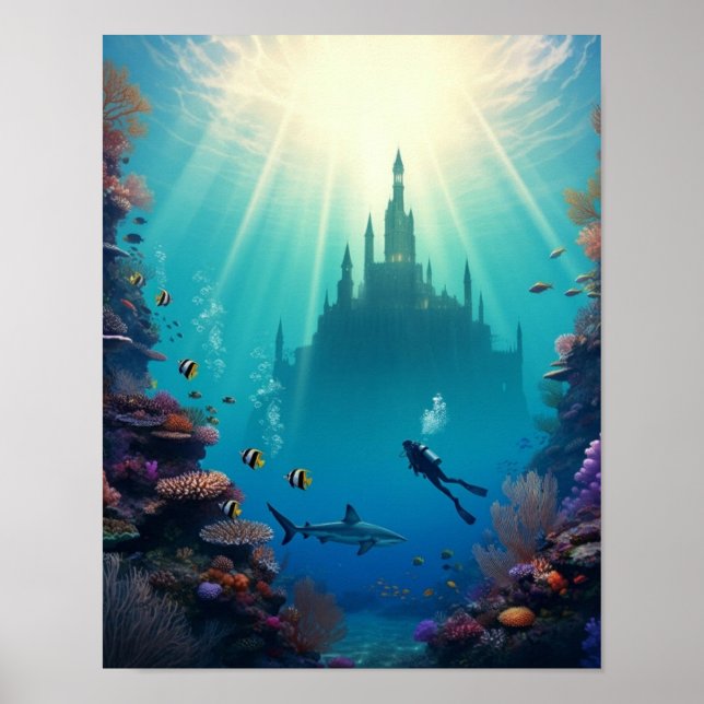 Affiche château sous-marin caché (Devant)