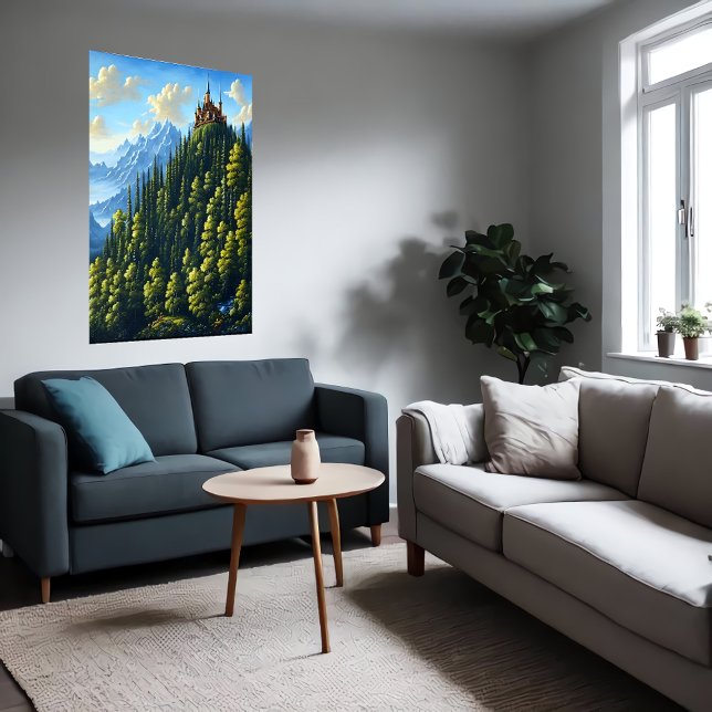 Affiche Château sur une colline dans la forêt | AI Art Pos (Créateur téléchargé)