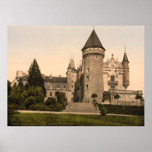 Affiche Châteaux de Bourbon-Busset, Vichy, France Vintage
