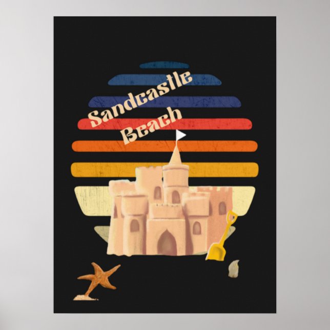 Affiche Châteaux de sable vintages dans le sable (Devant)