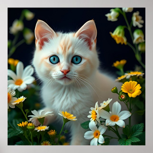 Affiche Chaton adorable aux yeux bleus (Devant)