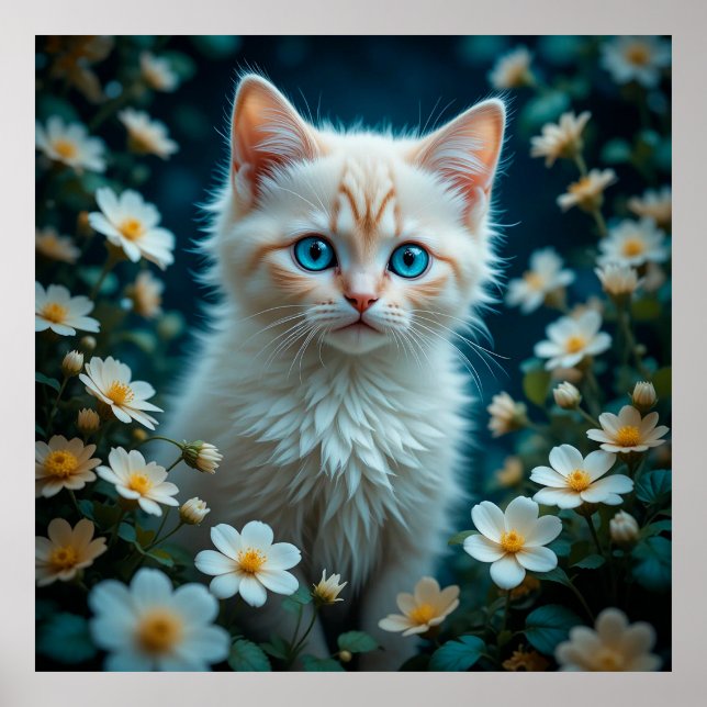 Affiche Chaton adorable aux yeux bleus (Devant)
