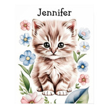 Affiche Chaton Adorable et Fleurs de Printemps