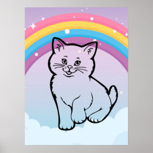Affiche chaton arc en ciel