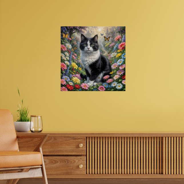 Affiche Chaton dans le jardin de fleurs (Salon 2)