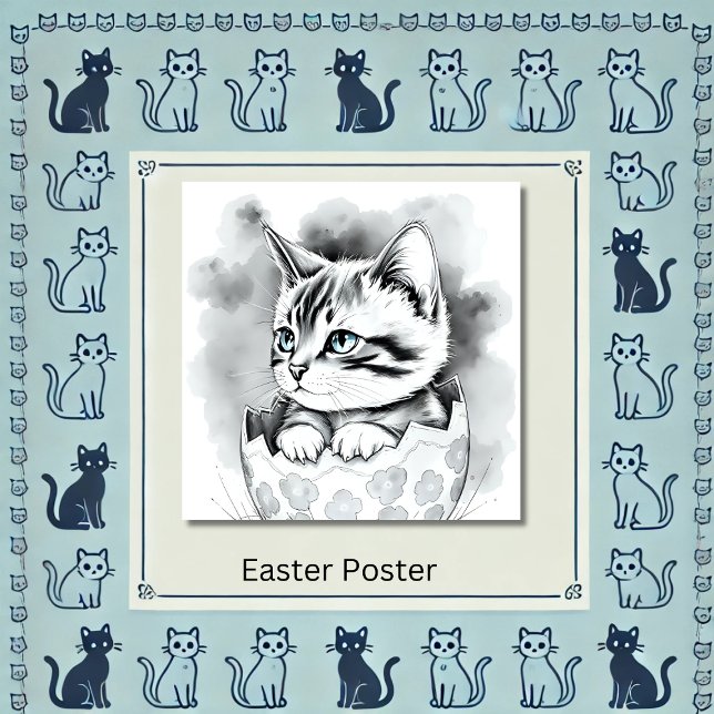Affiche chaton de Pâques géant en coquille florale (Créateur téléchargé)