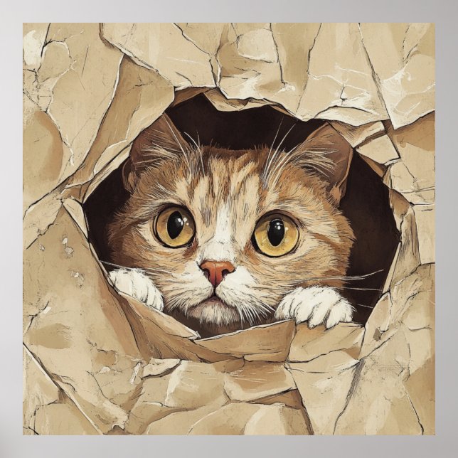 Affiche Chaton mignon et joueur (Devant)