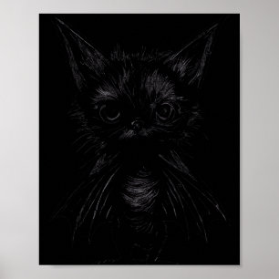 Affiche Chaton noir de Halloween en costume de chauve-sour