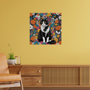 Affiche Chaton parmi les fleurs