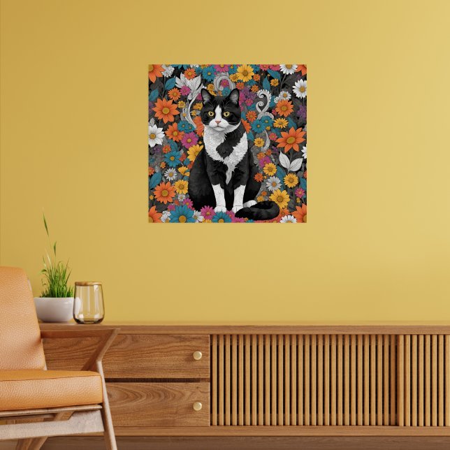 Affiche Chaton parmi les fleurs (Salon 2)