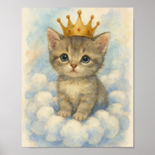 Affiche Chaton royal fantaisiste portant une couronne sur 