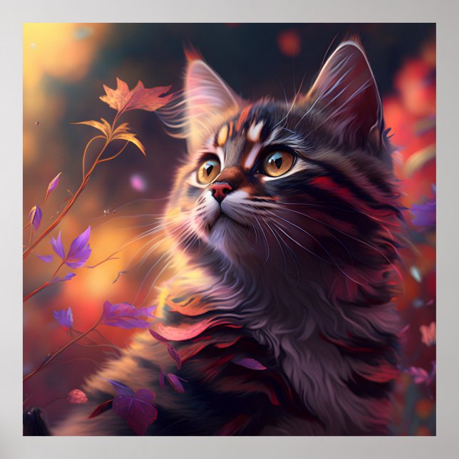 Affiche Chaton Tigré Coloré (Devant)