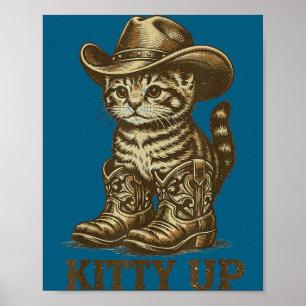 Affiche Chaton vintage musique country western drôle