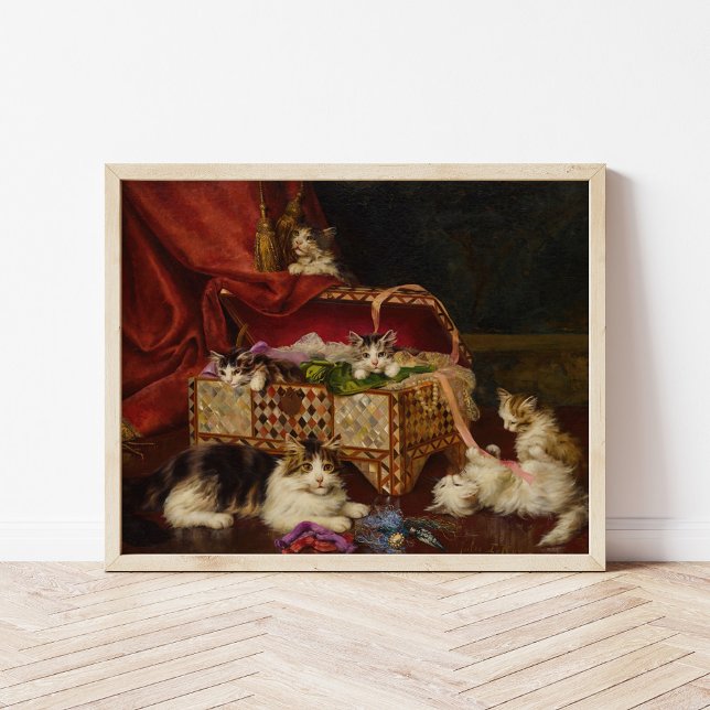 Affiche Chatons dans un panier à couture | Jules Leroy (Créateur téléchargé)