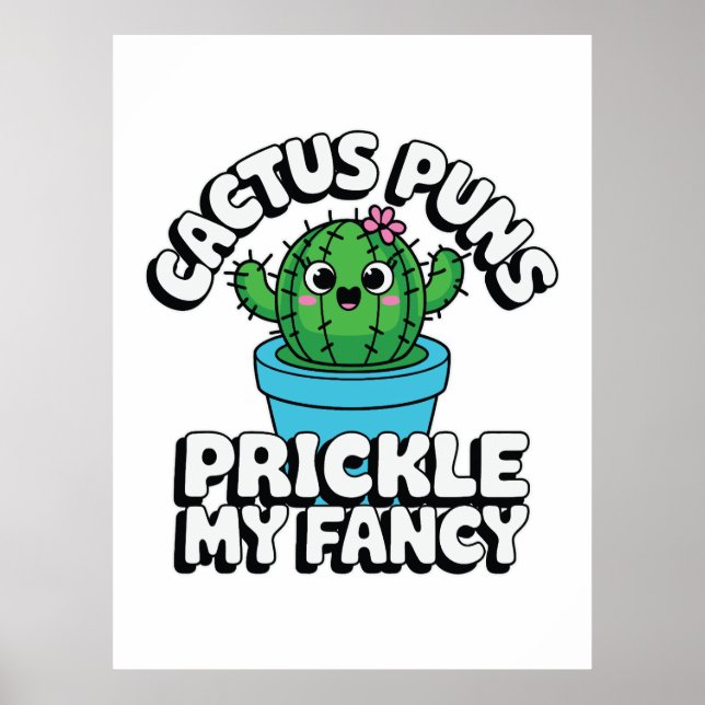 Affiche Chatouille Ma Fantaisie – Cactus Mignon Pun (Devant)