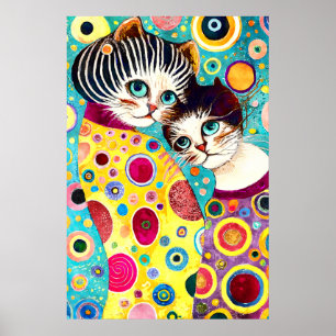 Affiche Chats abstraits fous cool