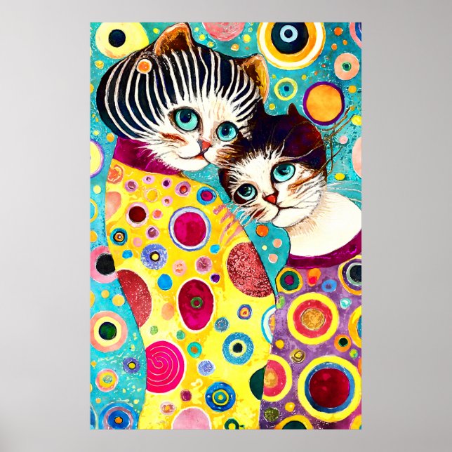 Affiche Chats abstraits fous cool (Devant)