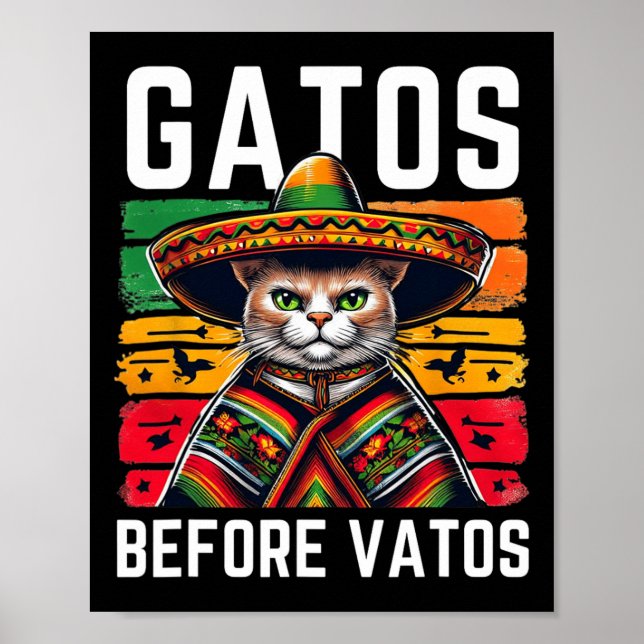 Affiche Chats avant Vatos Drôle Chat Mexicain Chat Poncho  (Devant)