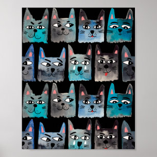 Affiche Chats bleus