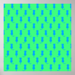 Affiche Chats bleus fantaisistes Fun Forever Lime vert