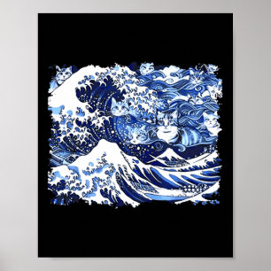 Affiche Chats Bleus Vague Pour Kamala Drôle Chat Dame