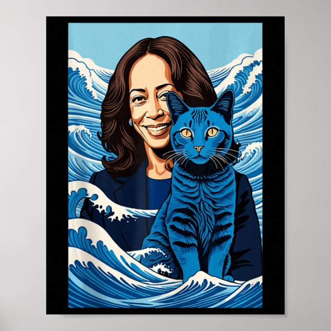Affiche Chats Bleus Vague Pour Kamala Funny Kamala Harris  (Devant)