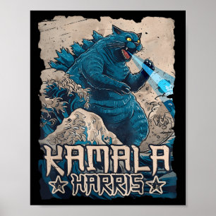 Affiche Chats Bleus Vague Pour Kamala Harris Art Japonais