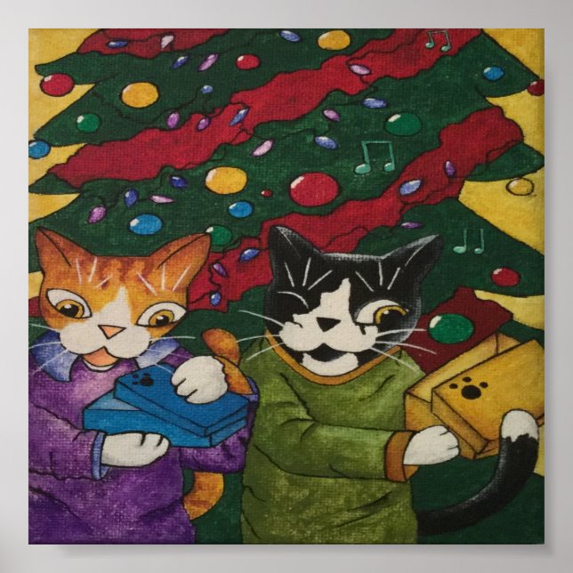 Affiche Chats cadeaux de Noël (Devant)
