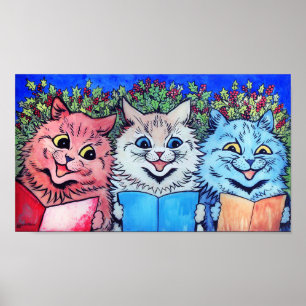 Affiche Chats chantant des cantiques, Louis Wain