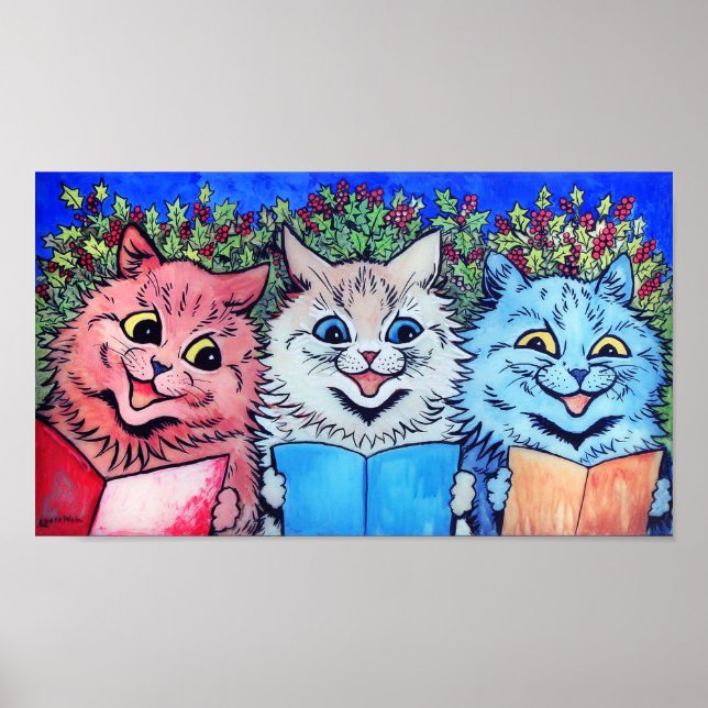 Affiche Chats chantant des cantiques, Louis Wain (Devant)