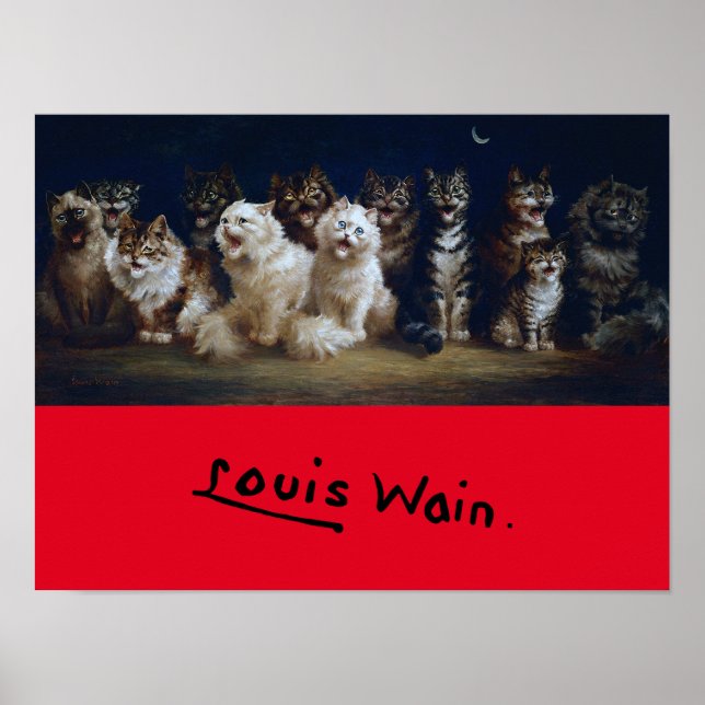 Affiche Chats chantant des chants de Noël, Louis Wain (Devant)