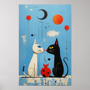 Affiche Chats - Chat- un joan Miró Inspiré Graphisme