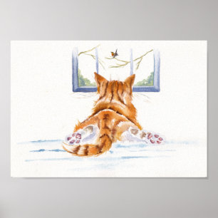 Affiche Chats/chatons de gingembre : "Lèche-vitrines "