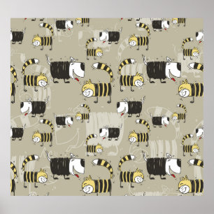 Affiche Chats & Chiens : Drôle Texture sans Seamless