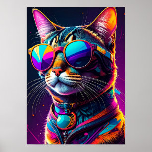 Affiche chats colorés