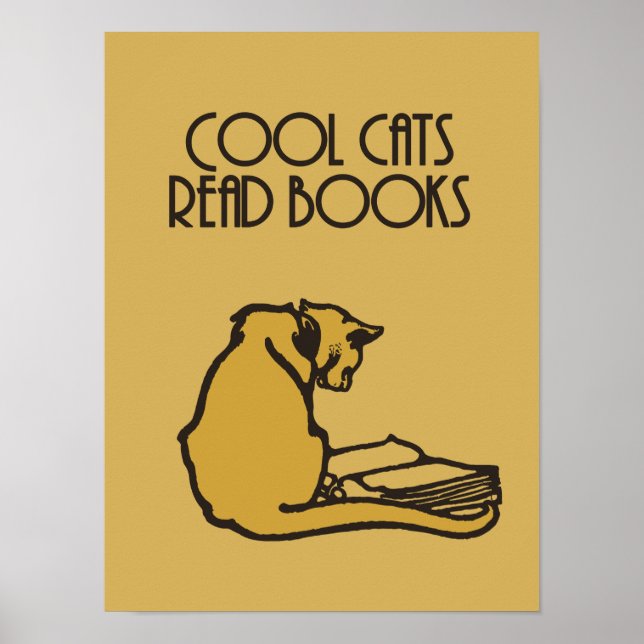 Affiche chats cool lire livres style rétro (Devant)